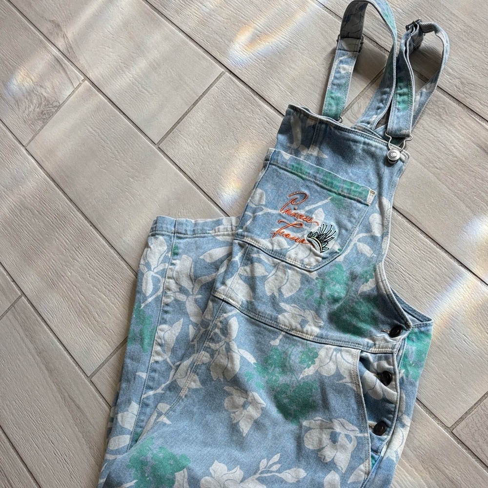 Disney Princess Tiana floral Denim Overalls